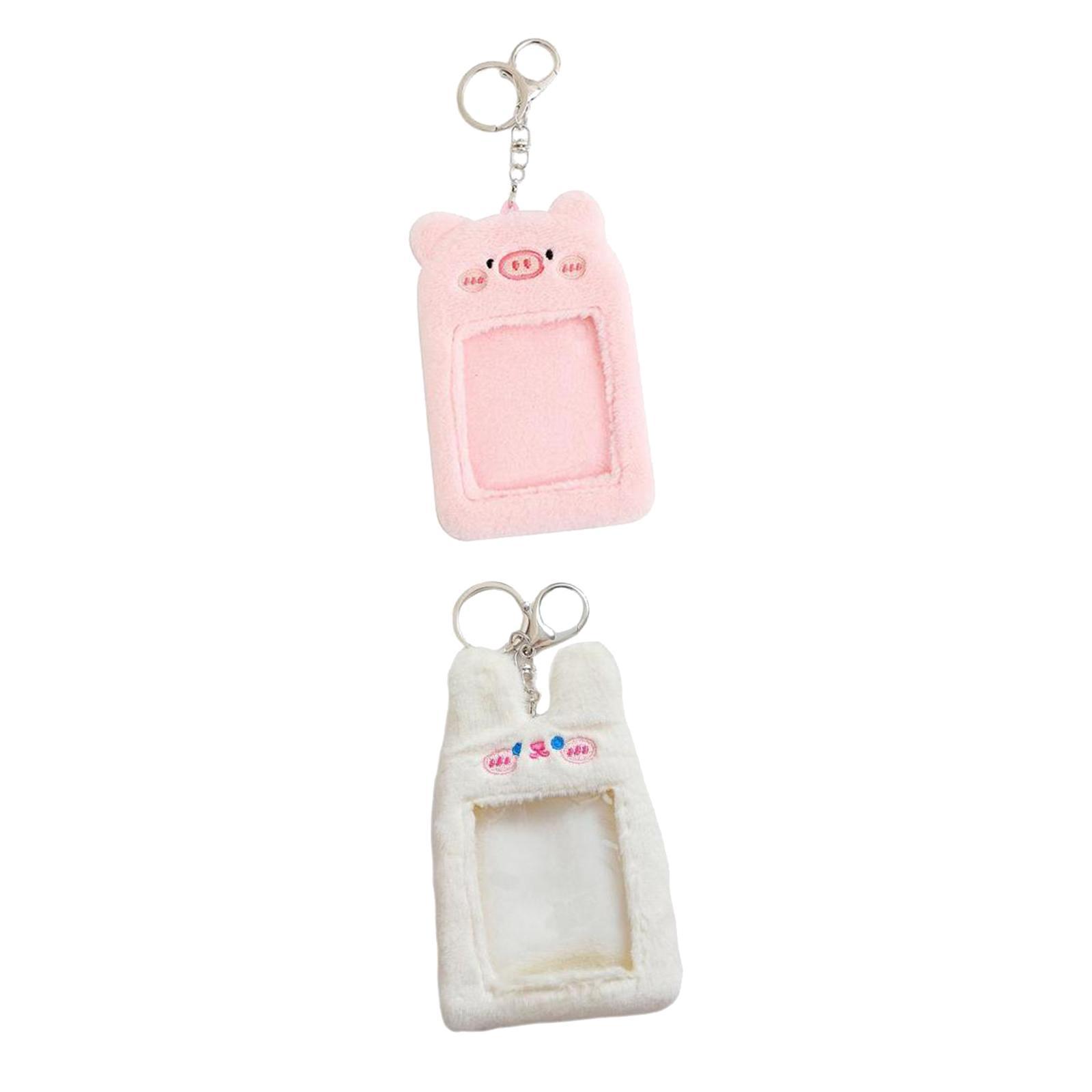 2x cute Plush Keychain Holder Photo Sleeves Photocard Holder