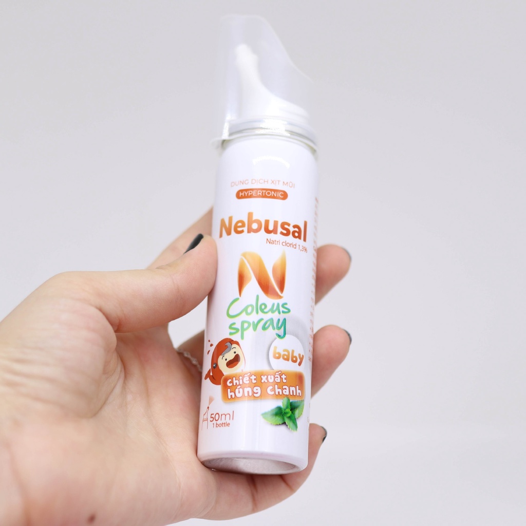 Xịt Mũi Nebusal Húng Chanh hỗ trợ giảm Nghẹt Mũi - Sổ mũi cho bé (50ml)