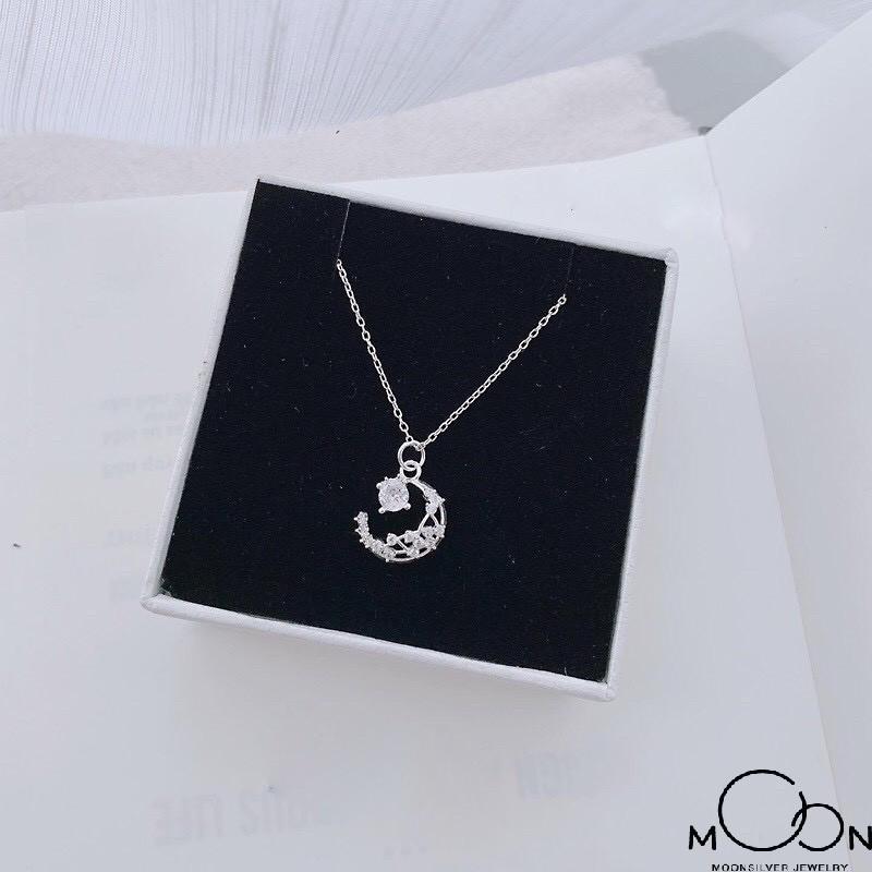 Dây chuyền bạc vòng cổ bạc nữ cao cấp ánh trăng khuyết pha lê đẹp bạc ý 925 moonsilver