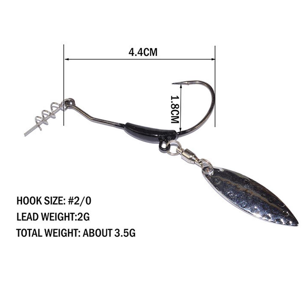 Offset Fishing Crank Hook Lead Weighted Hook with Sppon for Baits Rigs 2g
