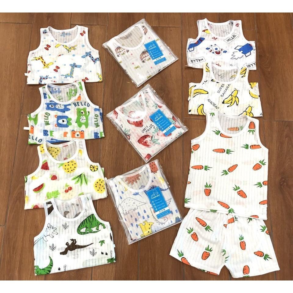 Bộ cotton giấy ba lỗ cho bé