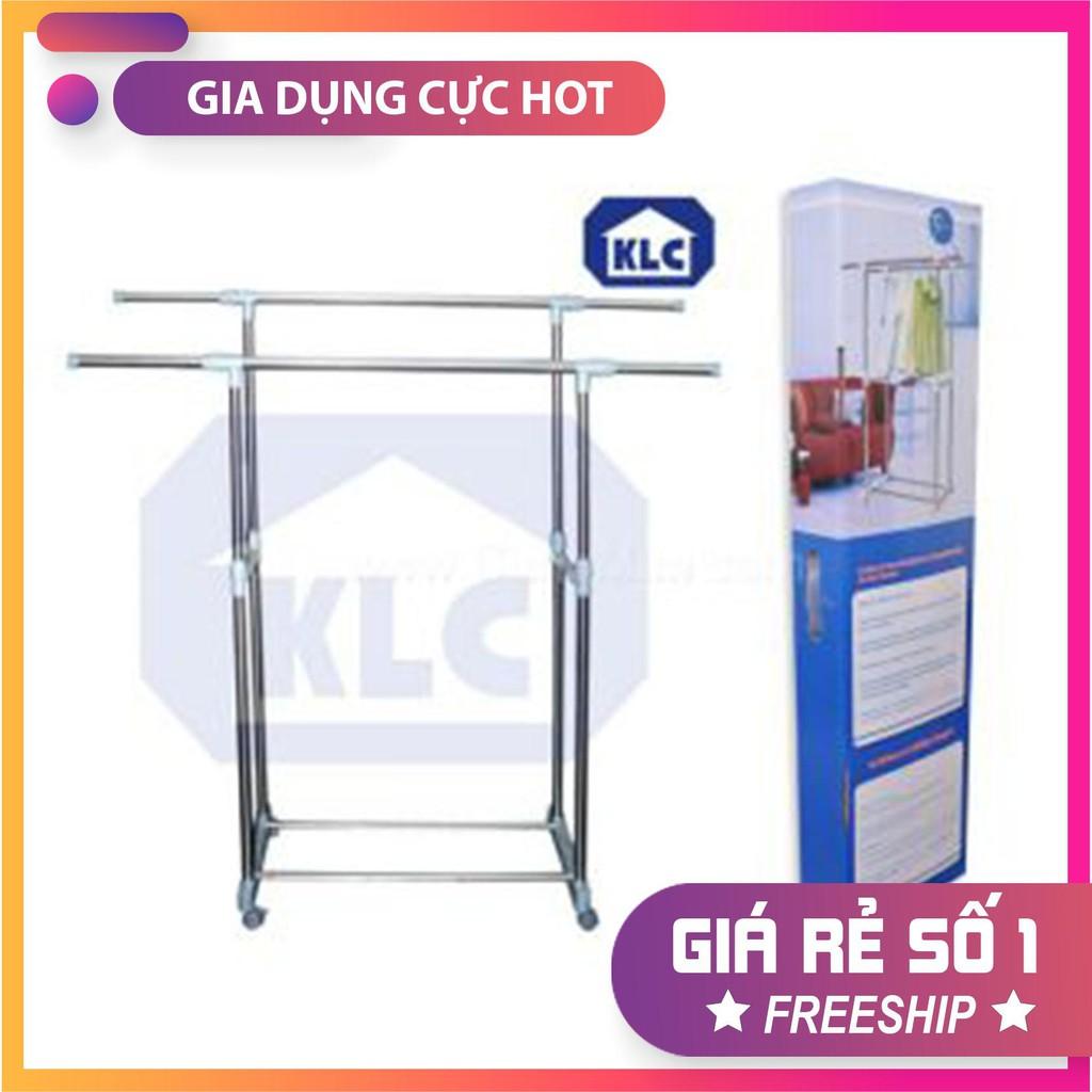 Giá Treo Quần Áo 2 Giàn inox có bánh xe