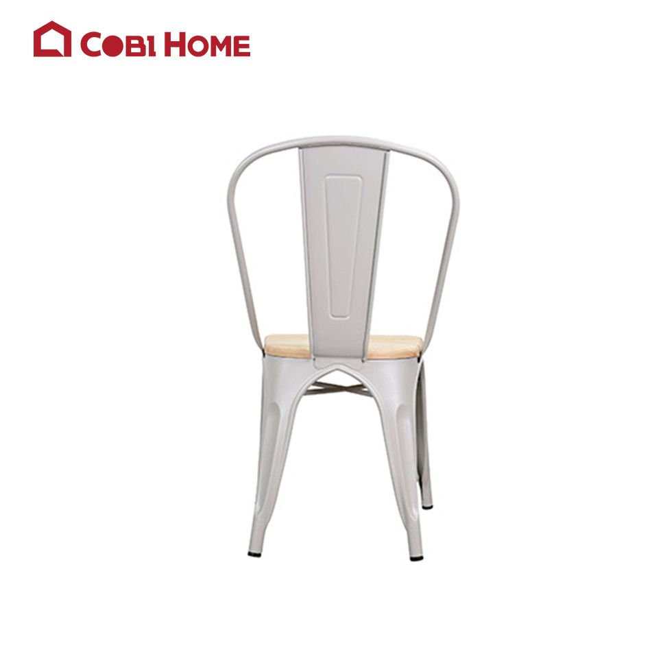 Ghế cafe bằng thép sơn tĩnh điện cao cấp RUDI mặt ghế bằng gỗ tần bì