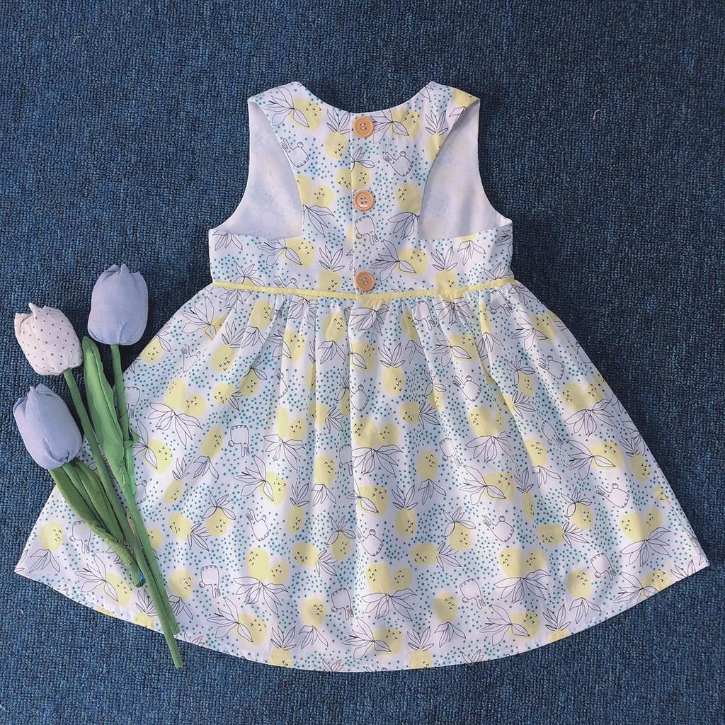 Đầm sát nách cut out lưng quả dứa vàng | 2Y-7Y