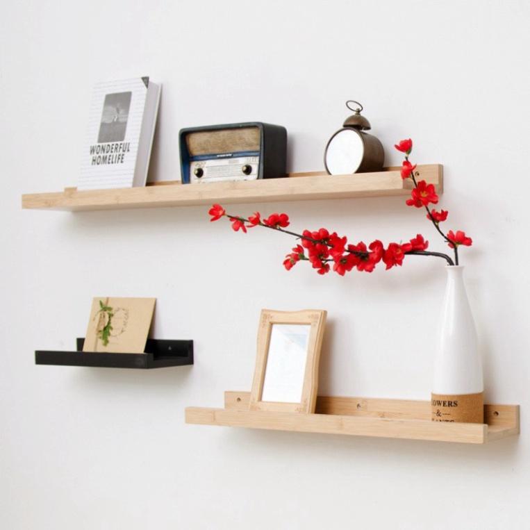Kệ gỗ treo tường trang trí phòng ngủ để đồ lưu niệm mỹ phẩm giá sách cây cảnh mini