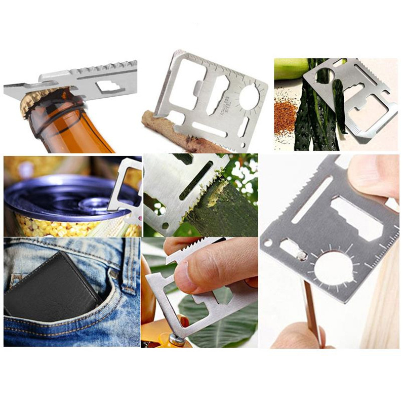 Miếng Thép Đa Năng 11 Công Dụng Thẻ Phượt Đa Năng - Steel Credit Card Survival Tool