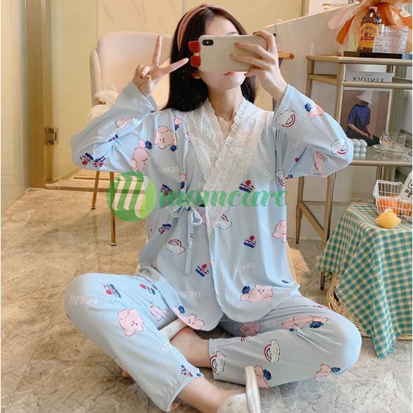 Bộ đồ bầu sau sinh cho con bú ti YUKATA KIMONO - Đồ bộ bầu đẹp mặc nhà - Quần áo bầu thời trang cho mẹ Bigsize