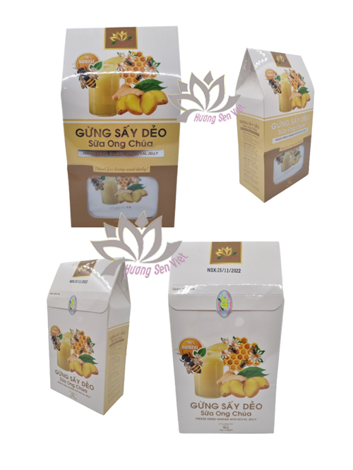 GỪNG SẤY DẺO SỮA ONG CHÚA HỘP 90G - HƯƠNG SEN VIỆT