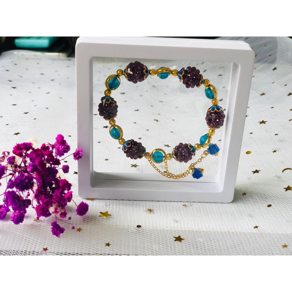 Lắc tay đá Thạch lựu phối đá Thiên Hà - Đá thiên nhiên trang sức.