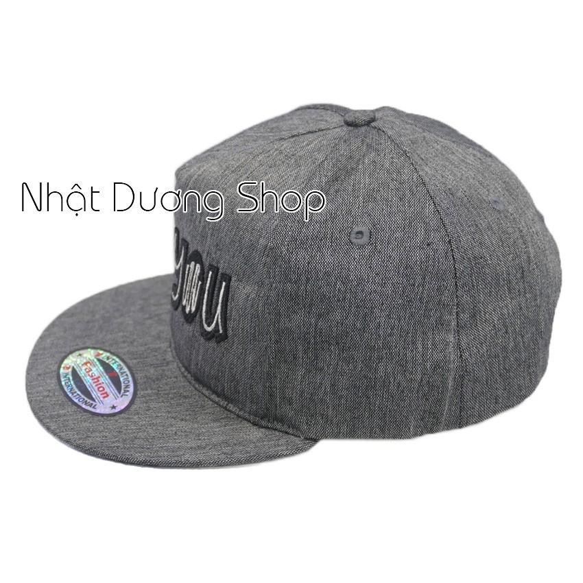 Nón Hiphop Snapback đẹp thêu chữ For You thời trang - Xám