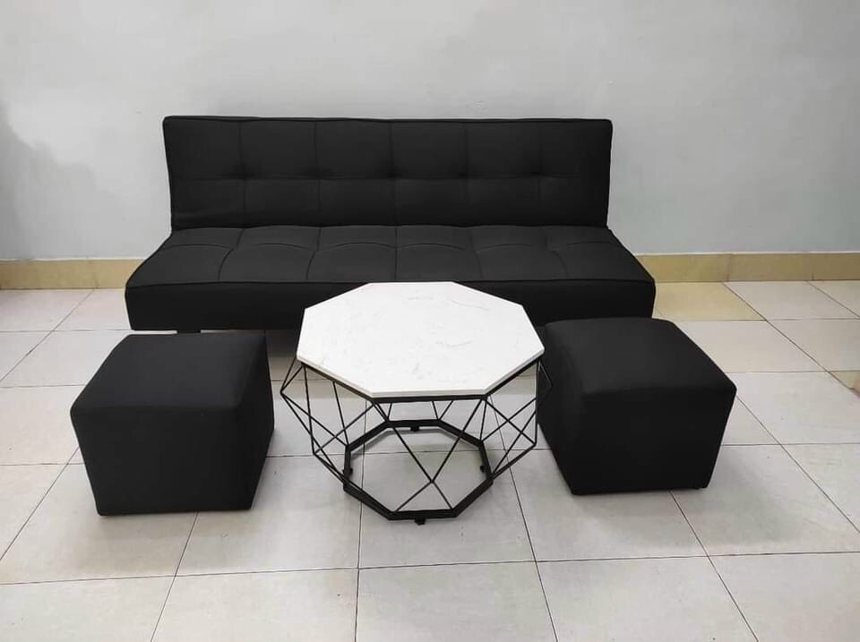 Bộ sofa bed 1m7 Juno sofa bao gồm 2 đôn và bàn kim cương -combo 6 món như hình