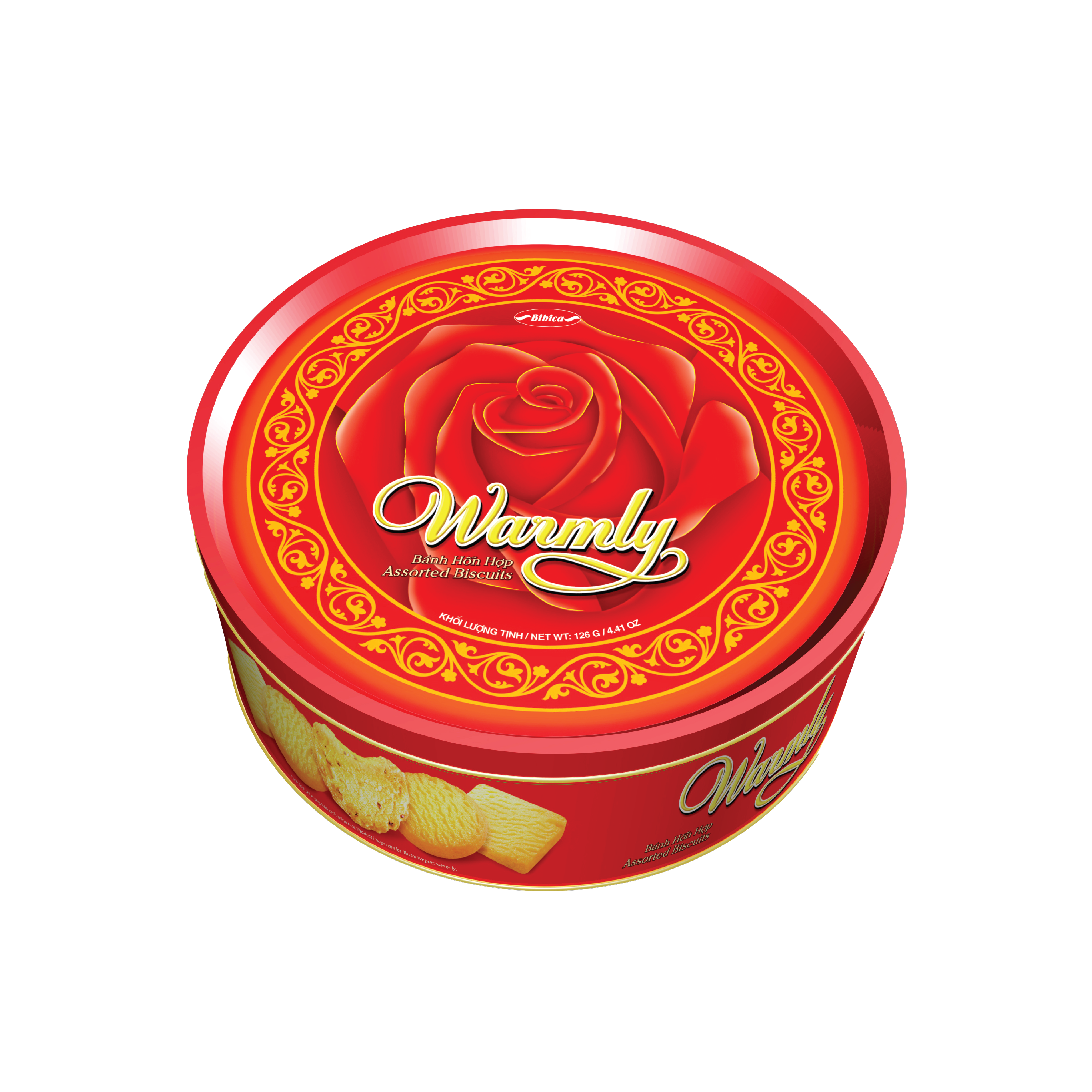 Bánh Warmly Hoa Hồng Bibica hộp thiếc 126g