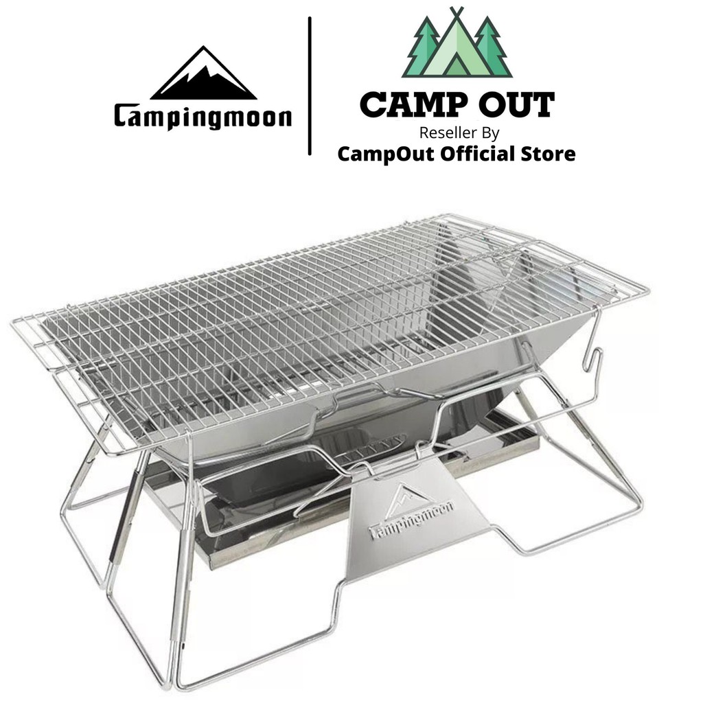 Bếp Nướng Than Ngoài Trời Campingmoon Đồ Cắm Trại Du Lịch Dã Ngoại Bếp Than Xếp Gọn Inox Campout A014