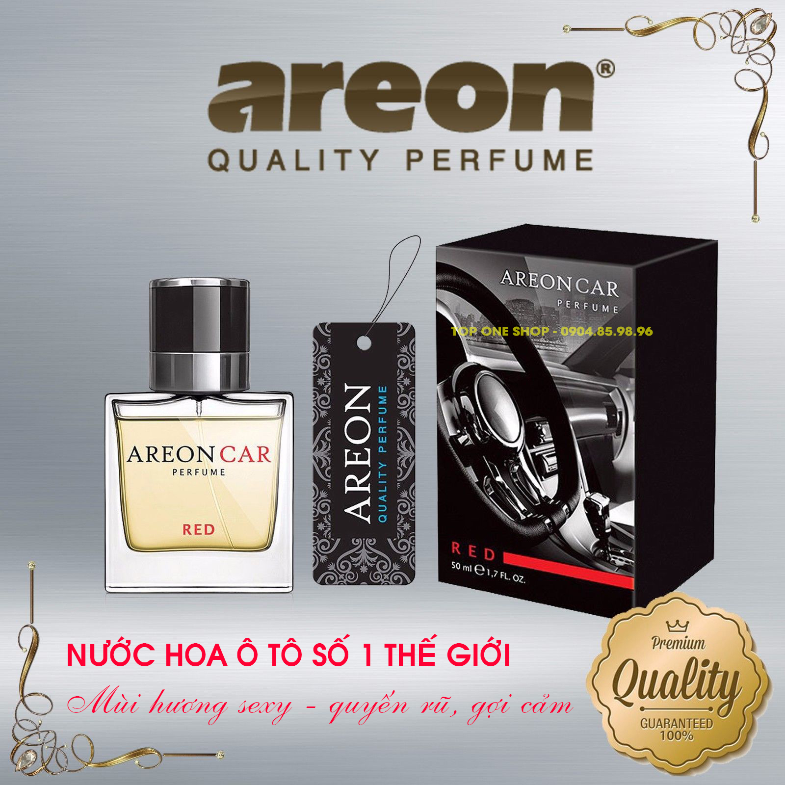 Nước hoa ô tô cao cấp AREON Car Red Perfume 50ml - NHẬP KHẨU BULGARIA