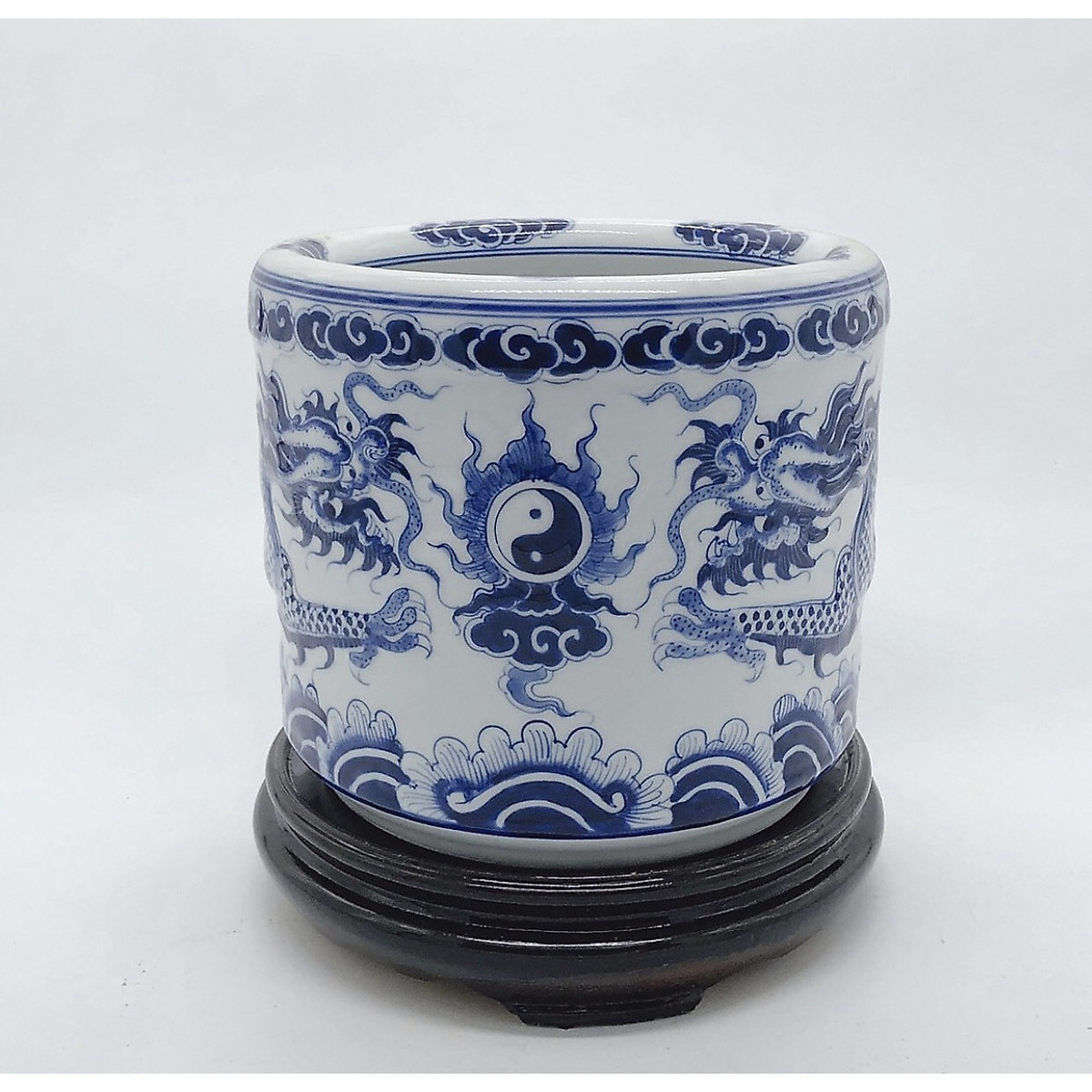 Bát nhang xanh lam rồng nỗi BH611