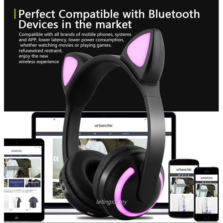 Tai Nghe Bluetooth Hình Mèo / Thỏ / Hươu / Ác Quỷ Phát Sáng