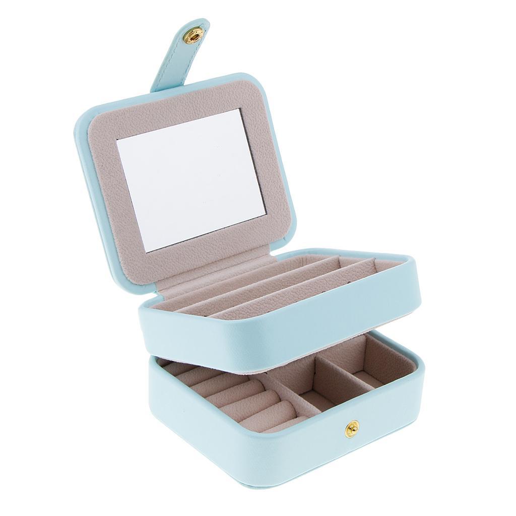 Portable Leather Double Layer Travel Earrings Jewelry Box Storage