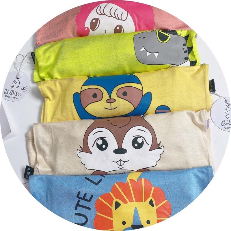 Bộ đồ ba lỗ petit thun lạnh Kwoo in hình thú ngộ nghĩnh cho bé trai/bé gái