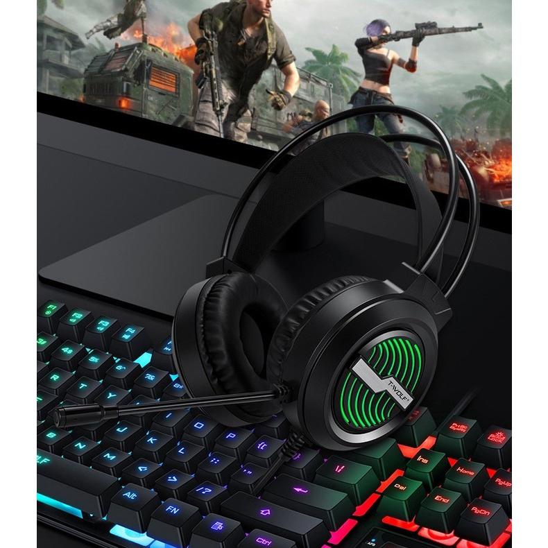 Headphone Gaming T-WOLF H130 -Led  Game 5.1Chính hãng (2 Jack cắm 3.5mm)