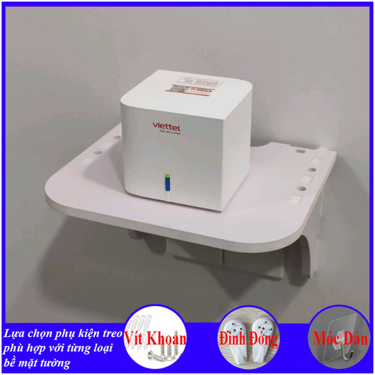 Kệ wifi treo tường, Giá đỡ wifi, đầu kỹ thuật số, modem, máy chiếu, chất liệu gỗ cao cấp màu trắng - a32