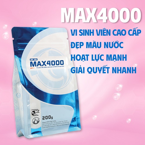 MEN VI SINH VIÊN LỚN LÀM VIỆC TỪ ĐÁY LÀM ĐẸP MÀU NƯỚC, SẠCH BÙN ĐÁY, NGĂN NGỪA HÌNH THÀNH TẢO XANH, GIẢM KHÍ ĐỘC CHO AO NUÔI TÔM CÁ MAX 4000 Gói 200g