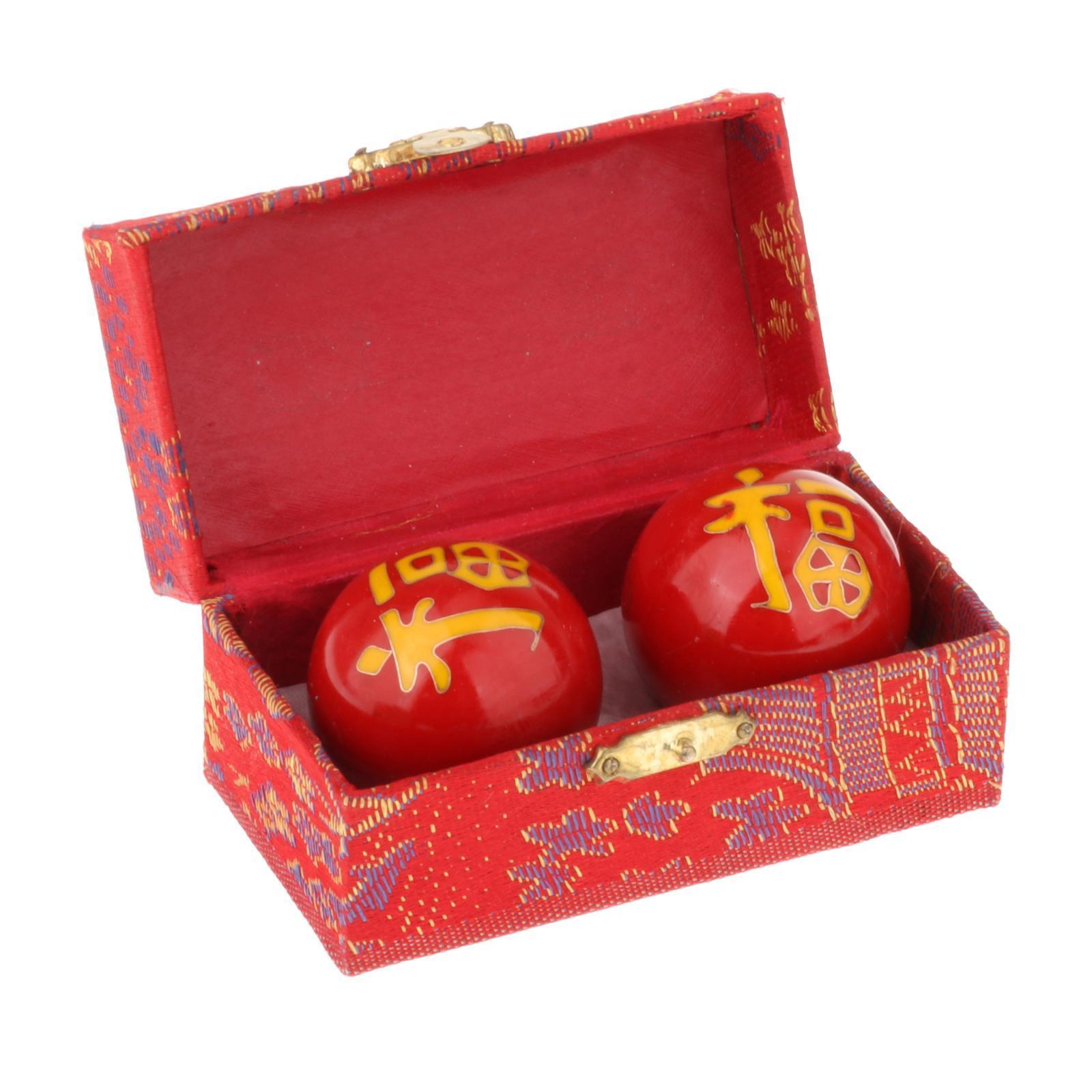 2 Pieces Massage Balls with Storage Box Baoding Balls for Middle Aged People