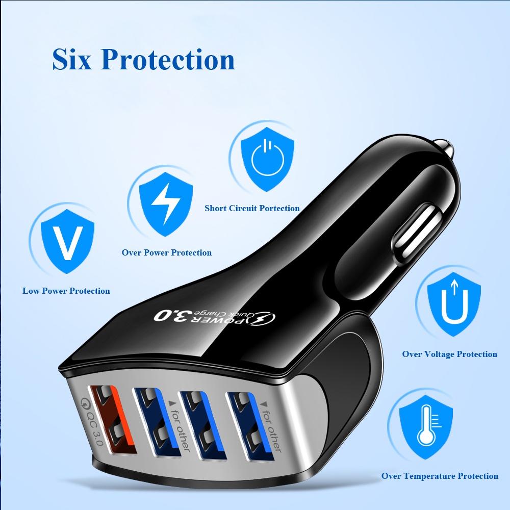 Tẩu Sạc Điện Thoại 4 Cổng USB 5V 3.1A Cho Xe Hơi