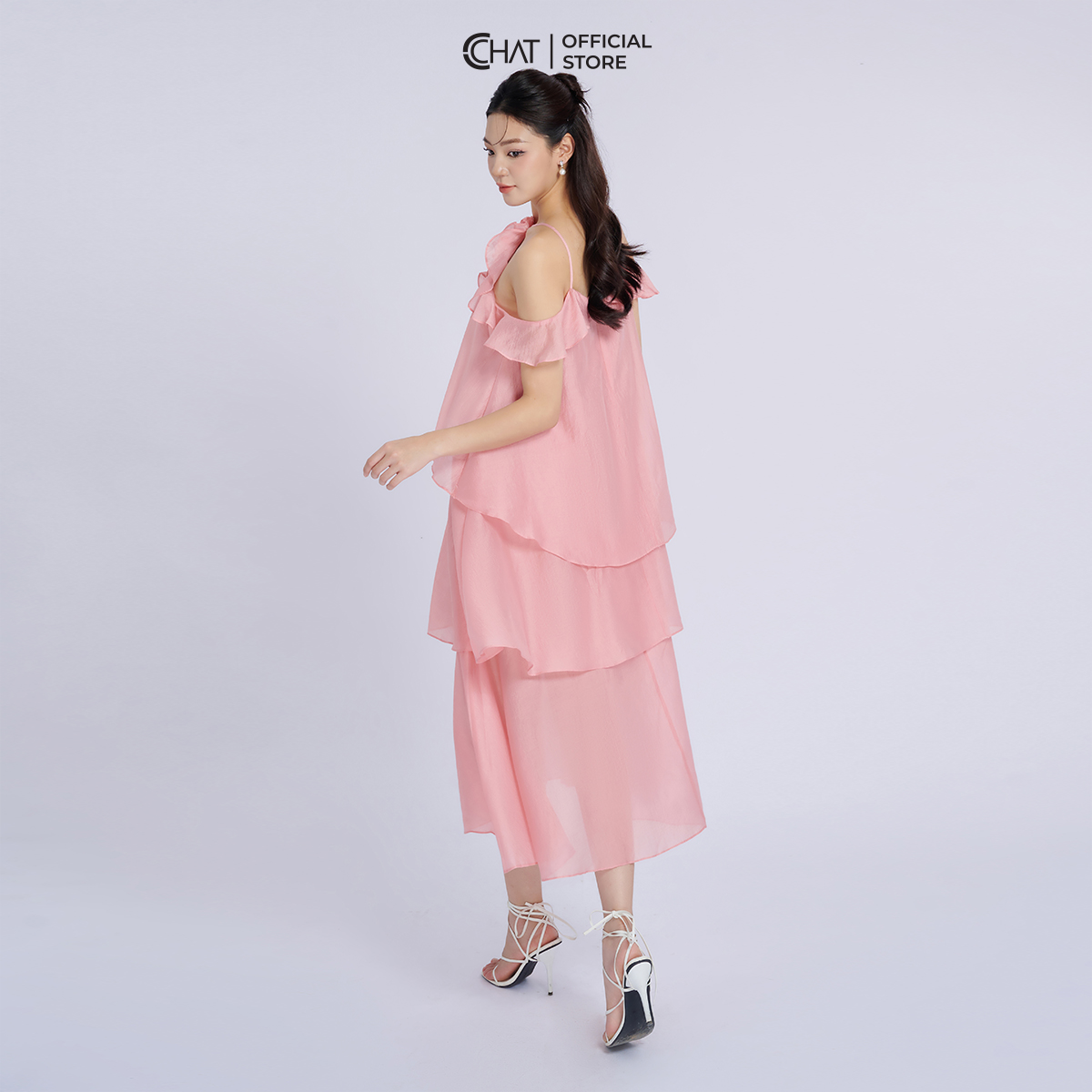 Đầm Nữ Kiểu Yếm Tay Bèo Hoa Cổ Dáng Xòe Chất Voan Bay Bổng 53VNV2019XT