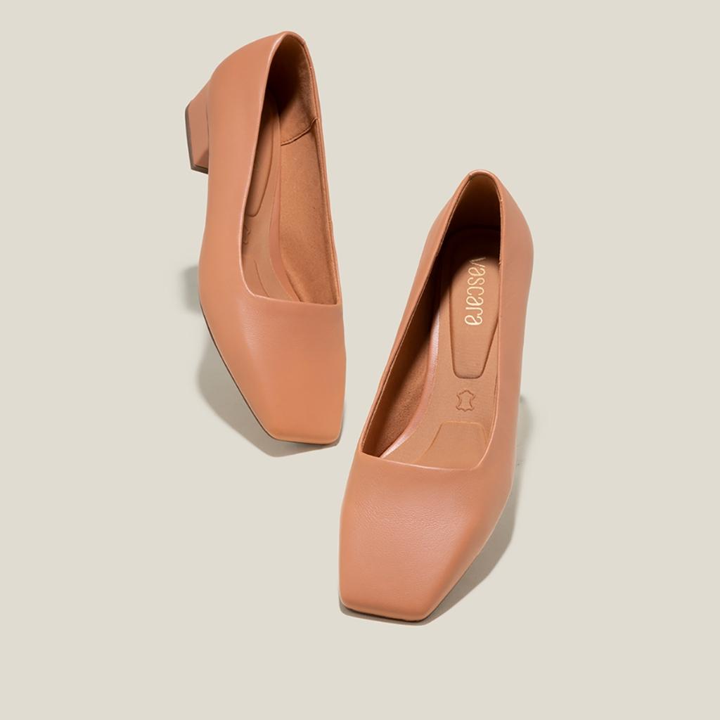 Vascara Giày Leather Bít Mũi Vuông Gót Trụ - BMN 0614
