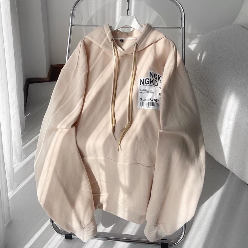 Áo khoác nỉ bông Hoodie Zip in chữ NGDK ngược form rộng unisex nam nữ