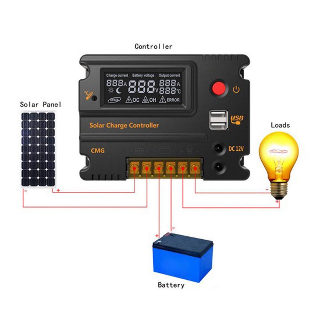 10A 12V/24V Solar Charge Controller Solar Panel Battery Regulator