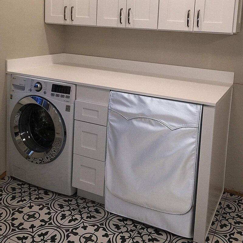 Washing Machine Cover Waterproof Home Polyester Roller Laundry Silver Coating Dustproof Case Cover