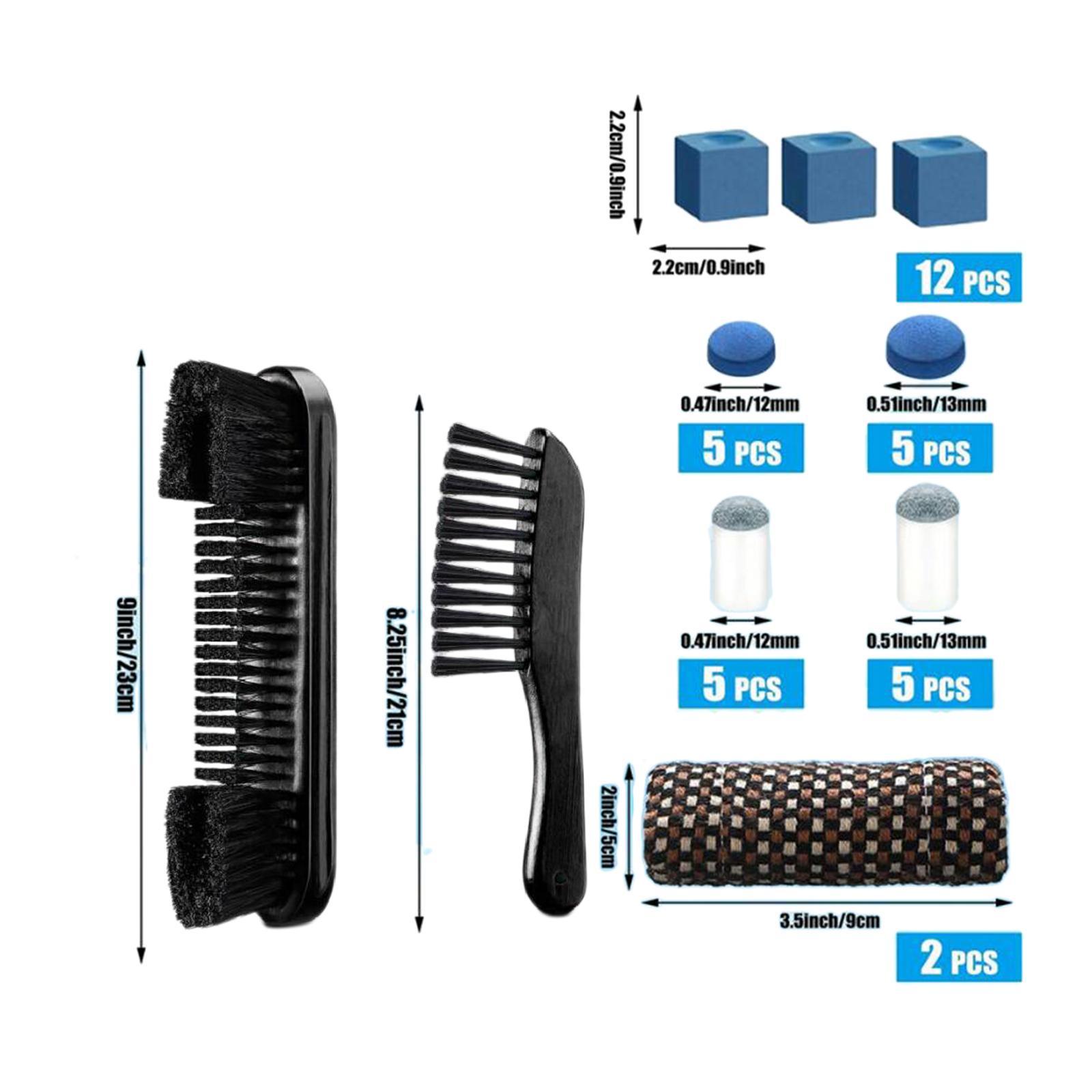 Billiards Pool Table with Rail Brush Wooden Cleaning Brush 10 Blue Cue Tips Durable Cleaning Tools Billiard Accessories
