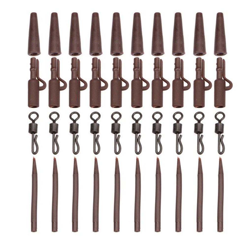 40pcs Carp Fishing Tackle Safety Lead Clips Quick Swivels Anti- Sleeve Kit
