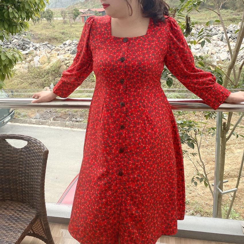 Đầm hoa Bigsize dài tay dáng dài chubbybigsize