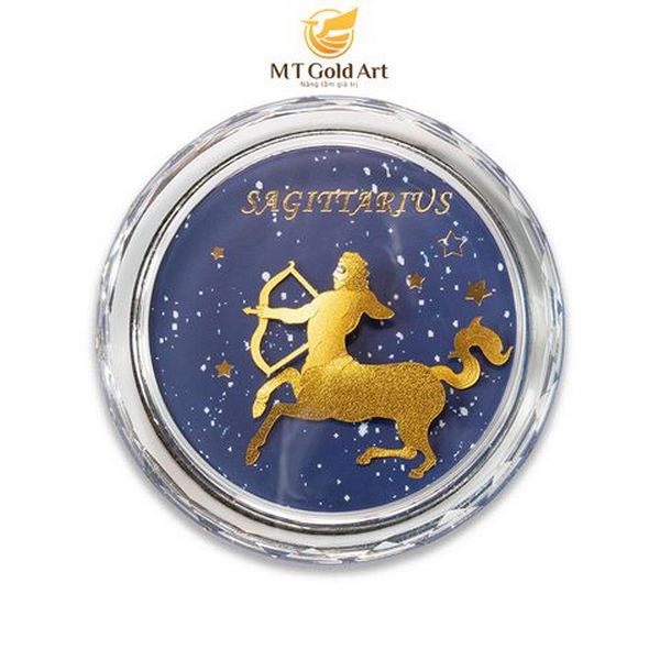 Chặn giấy cung hoàng đạo dát vàng 24k MT Gold Art- Hàng chính hãng, trang trí nhà cửa, phòng làm việc, quà tặng sếp, đối tác, khách hàng, tân gia, khai trương