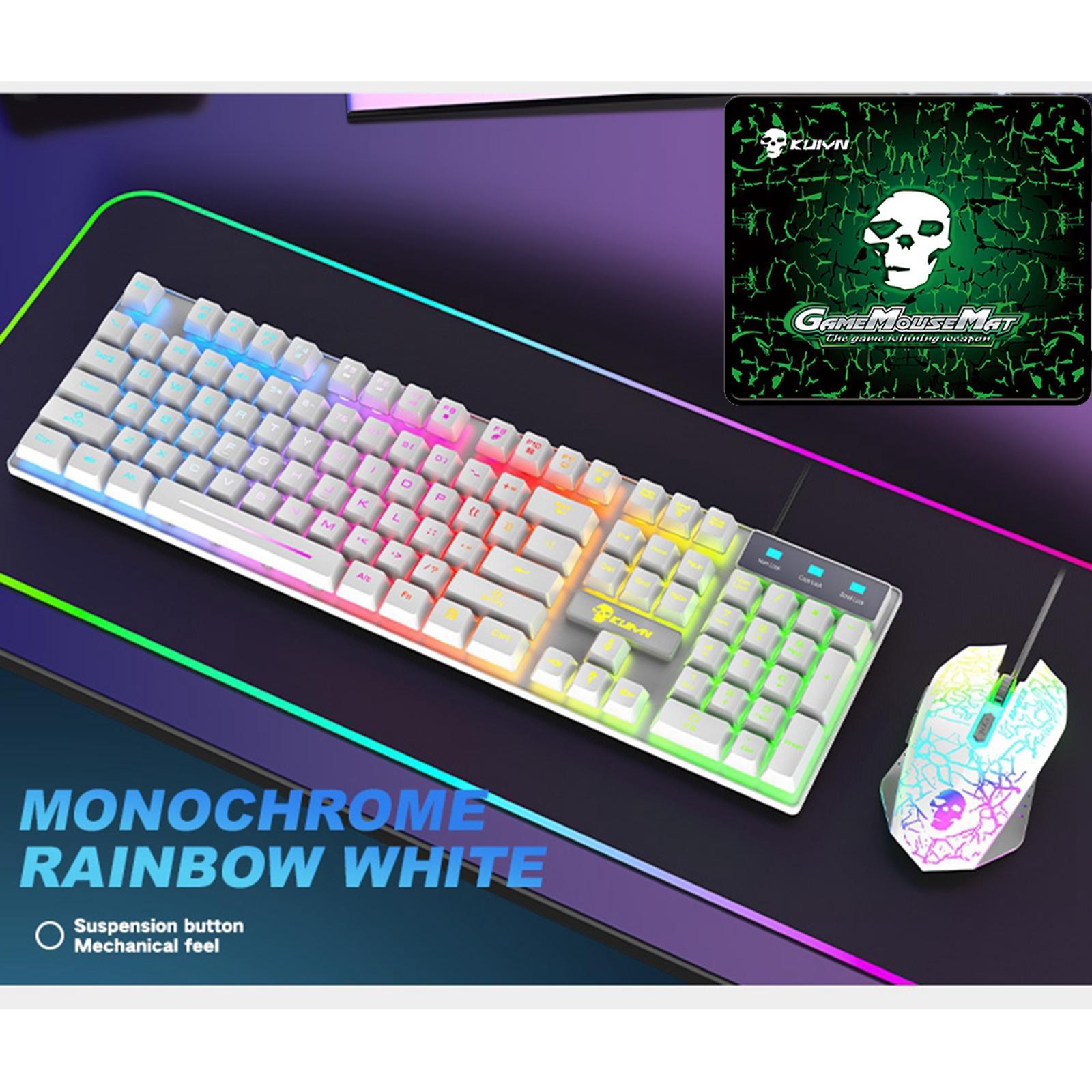 USB Wired RGB Backlit Keyboard Mouse Set Rainbow Backlit