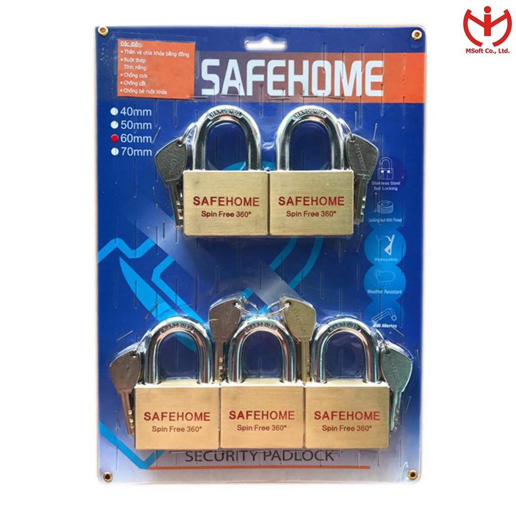 Bộ khóa SafeHome thân đồng 60mm 4 chìa chủ Masterkey - MSOFT