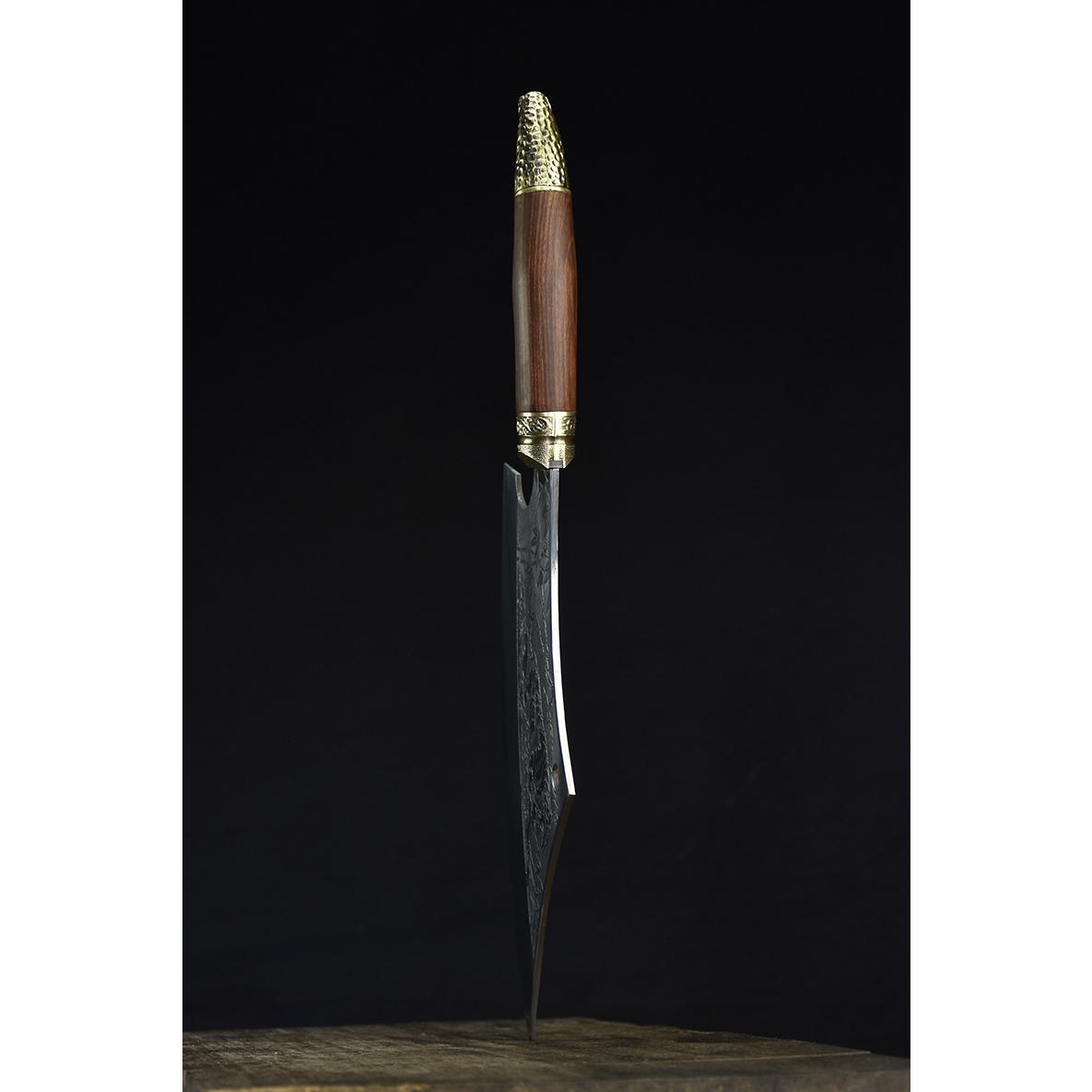 Dao bếp thái lọc,chặt gà không rỉ cao cấp, mặt dao dập chìm hoa văn hổ, khâu đồng -TOPCOMSHOP - A22 DT150