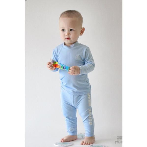 Bộ quần áo giữ nhiệt trẻ em Hrnee Gummy Modal AIR size cho bé từ 6 tháng đến 4 tuổi - Xanh Cẩm Thạch