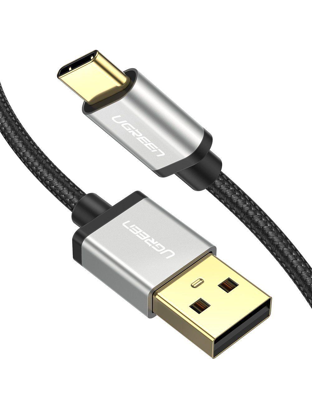 Ugreen UG60481US174TK 0.5M màu đen cáp USB type C hỗ trợ sạc nhanh đầu mạ vàng 24k - HÀNG CHÍNH HÃNG