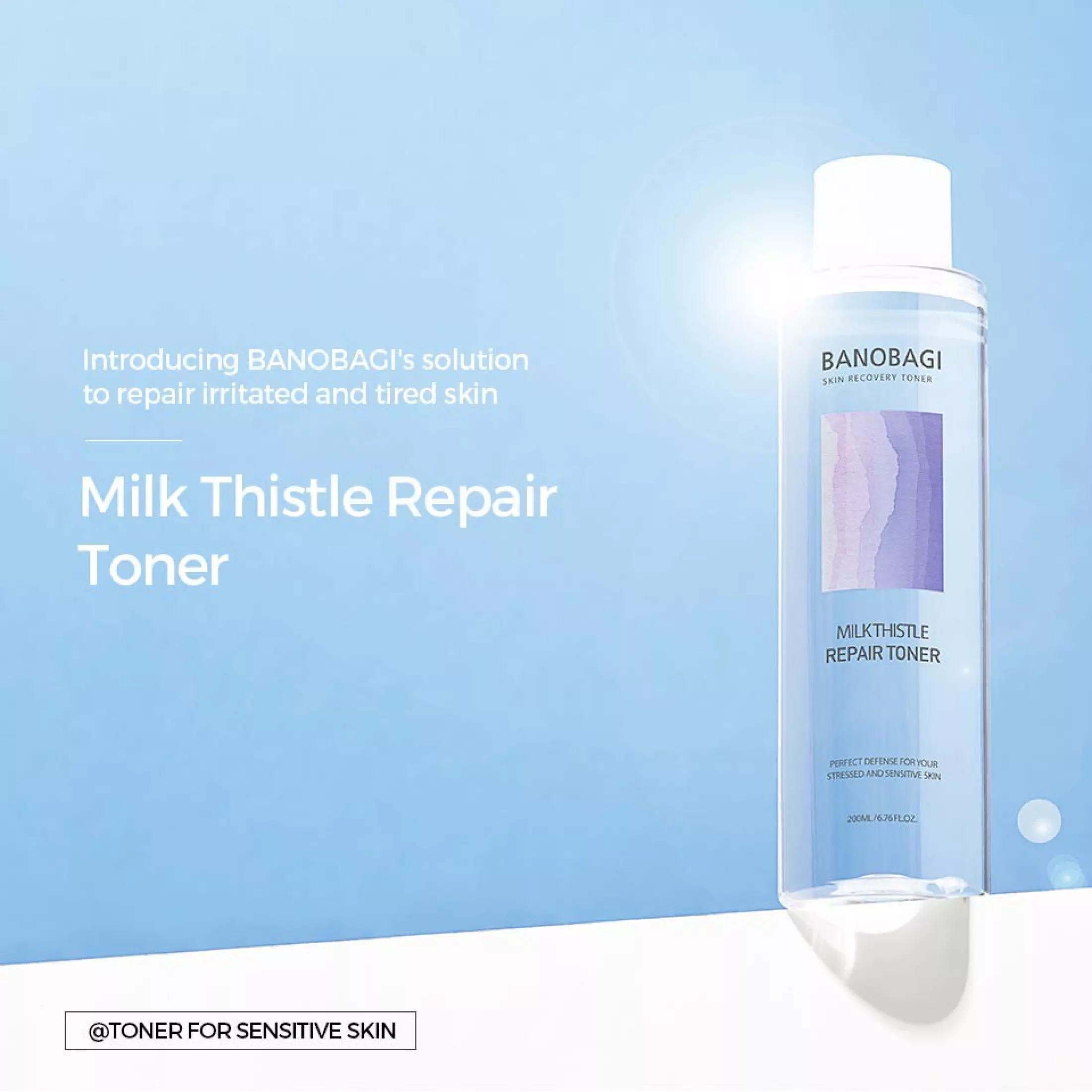 Nước hoa hồng dưỡng ẩm Banobagi Milk Thistle Repair Toner 200ml - se khít lỗ chân lông, da sạch thoáng, mịn màng
