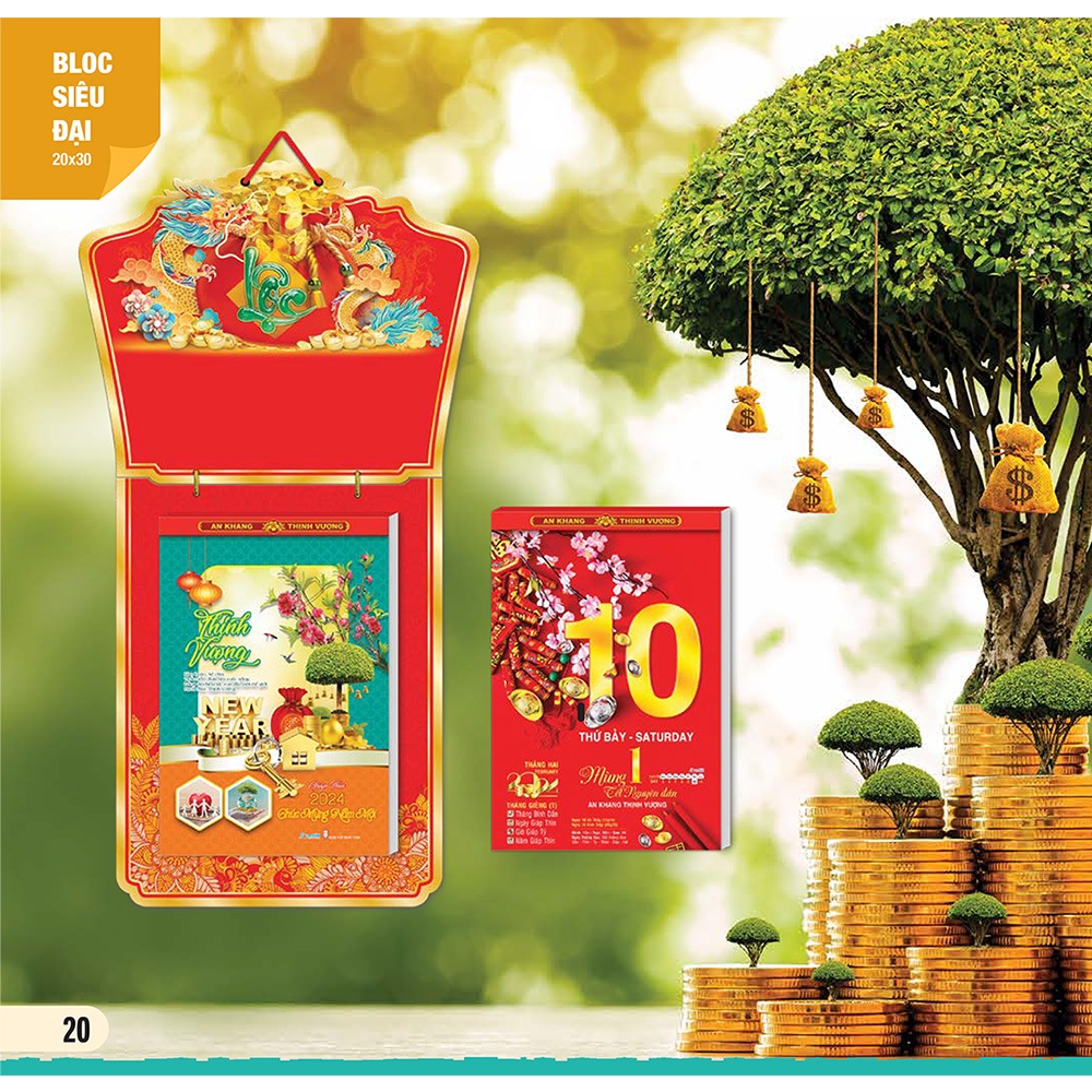 Bloc Lịch Siêu Đại 20 X 30 Cm – Giáp Thìn 2024 – Thịnh Vượng