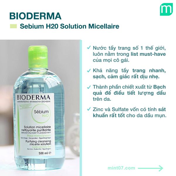 Nước Tẩy Trang Bioderma Sebium H20 Solution Micellaire 500ml