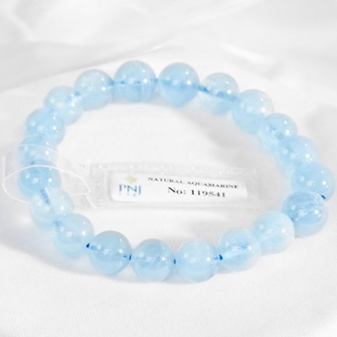Lắc Tay Aquamarine Hải Lam Ngọc Tự Nhiên 10mm Kèm Giấy Kiểm Định