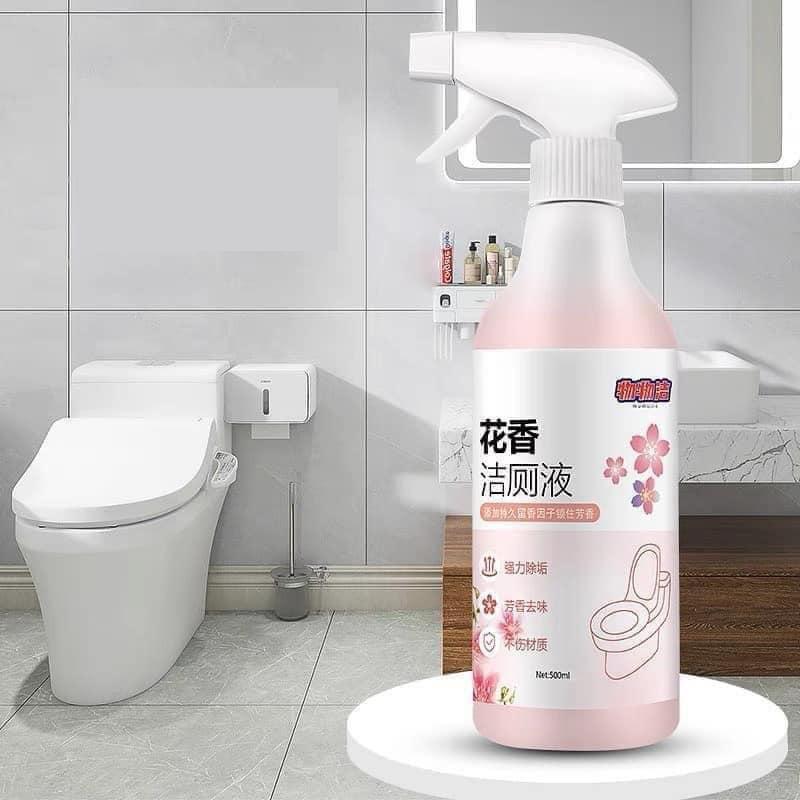 Chai xịt tẩy rửa bồn cầu HOA ANH ĐÀO, nhà vệ sinh đa năng siêu sạch hương nước hoa anh đào khử khuẩn 500ml