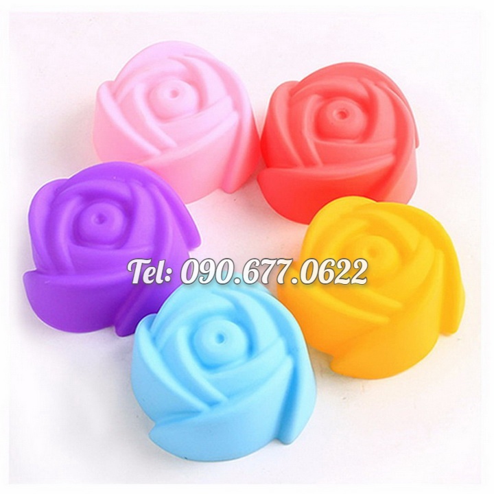 Bộ 10 khuôn silicon làm bánh, rau câu, bánh bông lan, bánh da lợn, bánh Cookie hoa hồng 3 lớp – Mã số 1130