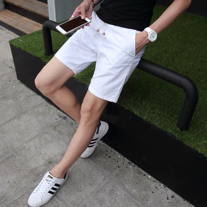 Quần Short Kaki lưng thun nam - Sọt Lững Kiểu Dáng Thể Thao Unisex sáu Màu Đen, Xám.đỏ,rêu.kem,trắng 03x