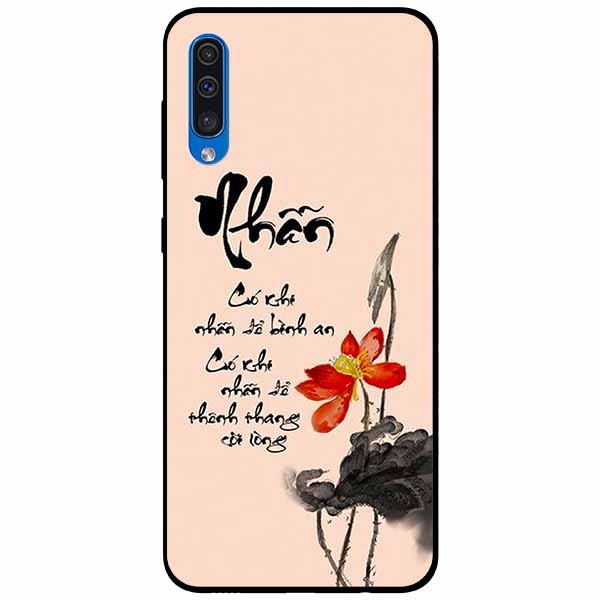 Ốp lưng in cho Samsung A50s Mẫu Thư Pháp Nhẫn Nền Hồng