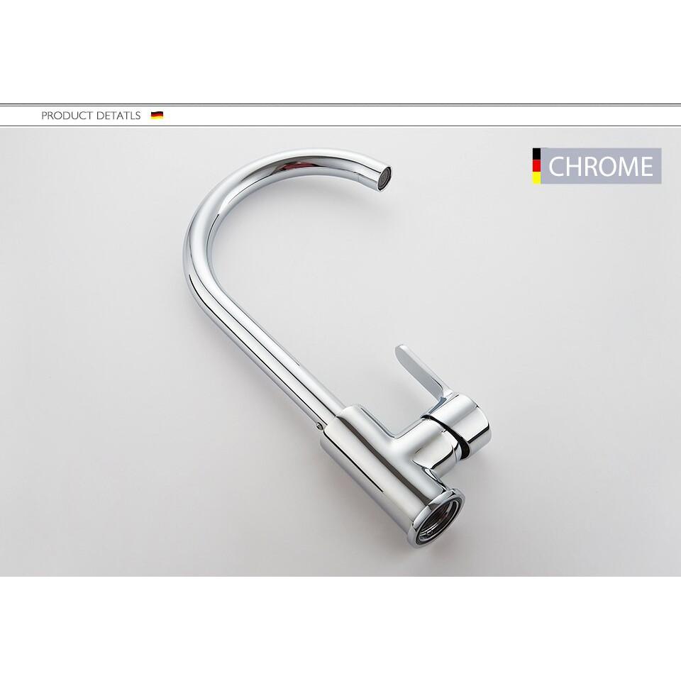 Bộ vòi rửa chén , rửa bát nóng lạnh bằng Inox 304 bóng cao cấp có thể xoáy 360 độ cho 2 chậu rửa
